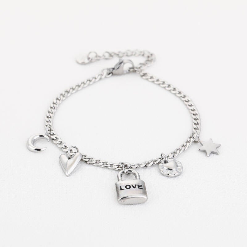 LOVE Charm Armband – Stainless Steel – Sunset Fashion