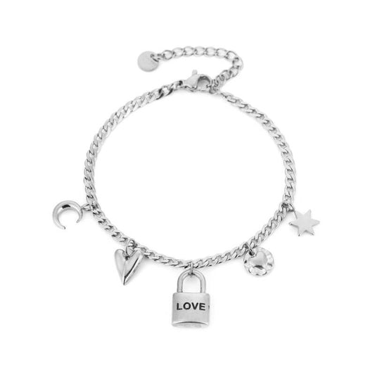 LOVE Charm Armband – Stainless Steel – Sunset Fashion