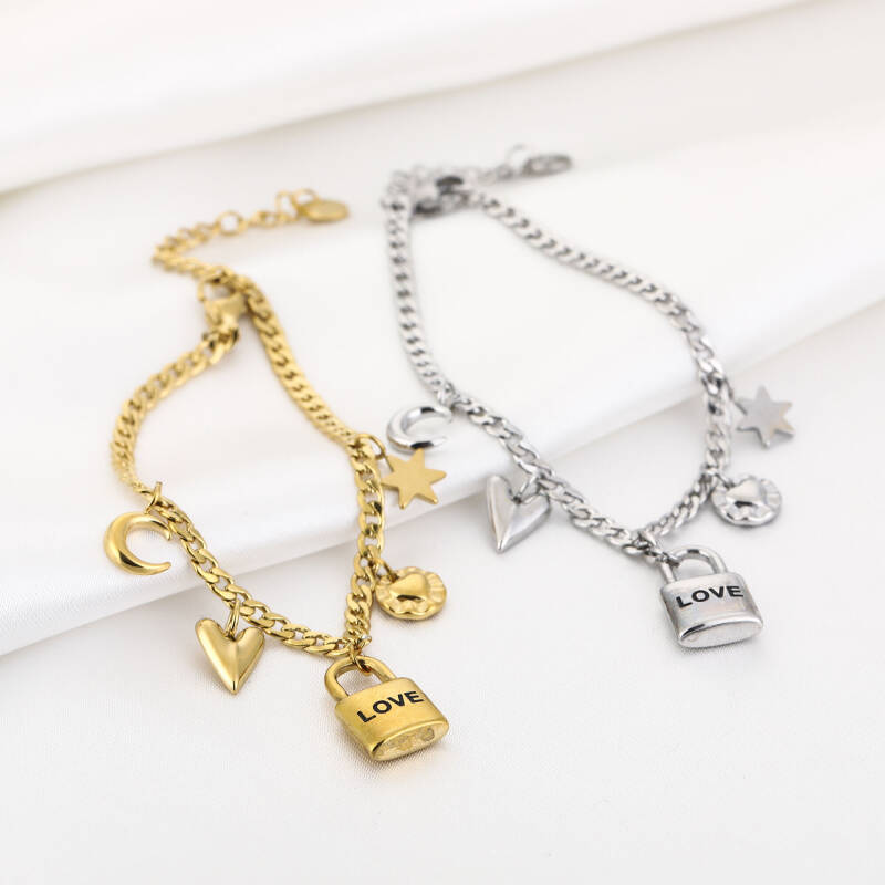 LOVE Charm Armband – Stainless Steel – Sunset Fashion