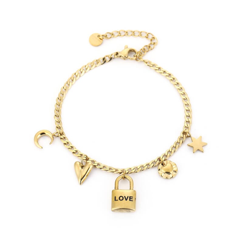 LOVE Charm Armband – Stainless Steel – Sunset Fashion