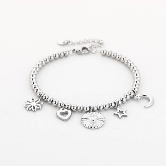 Zilveren Bedelarmband – Symbolische Hangers – Stainless Steel – Sunset Fashion