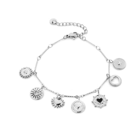 Elegance Heart Charm Armband – Stainless Steel – Sunset Fashion