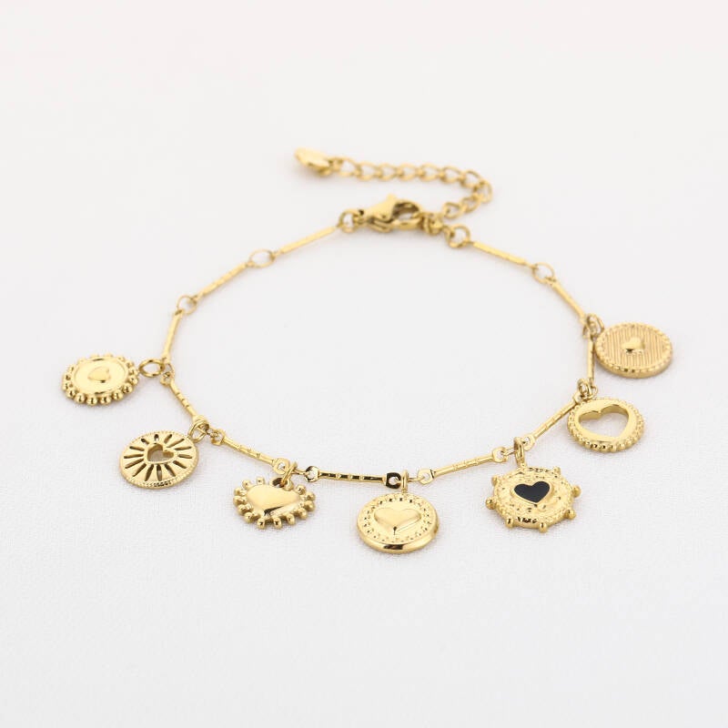 Elegance Heart Charm Armband – Stainless Steel – Sunset Fashion