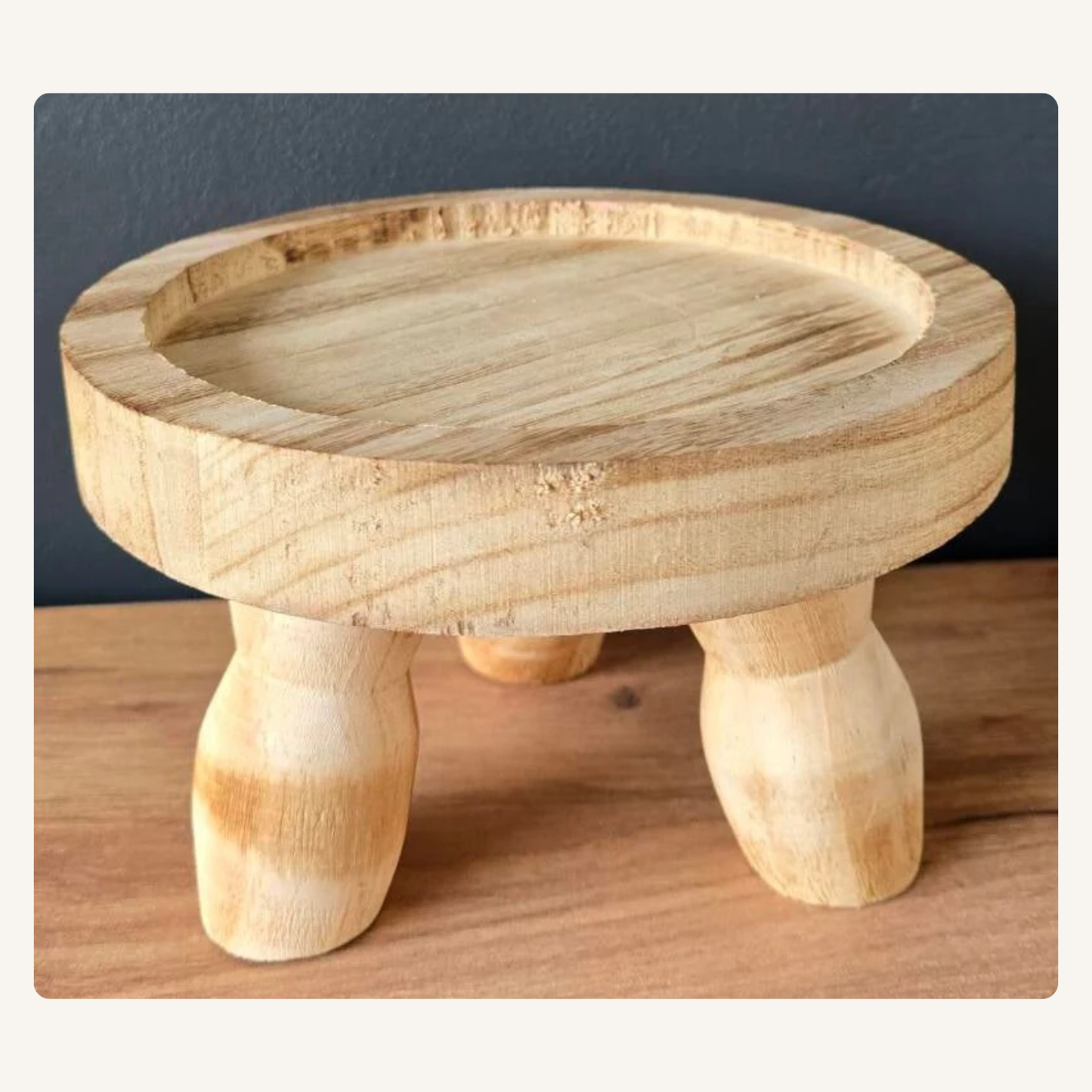 Houten Mini Tafeltje – Natuurlijk Decoratief Plateau 20 cm (Rustiek & Stijlvol)