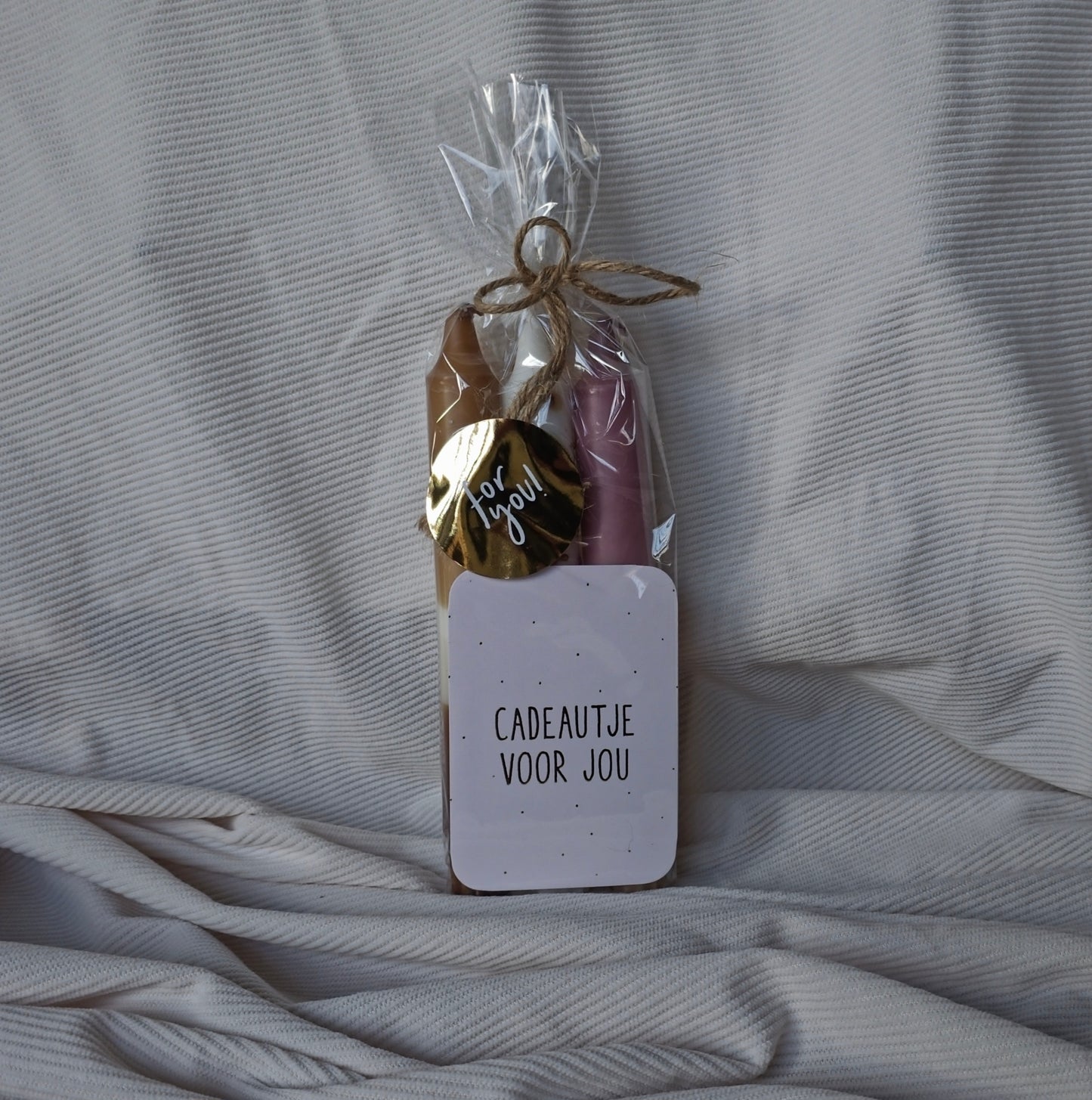 Giftset Dinerkaarsen met Kaartje