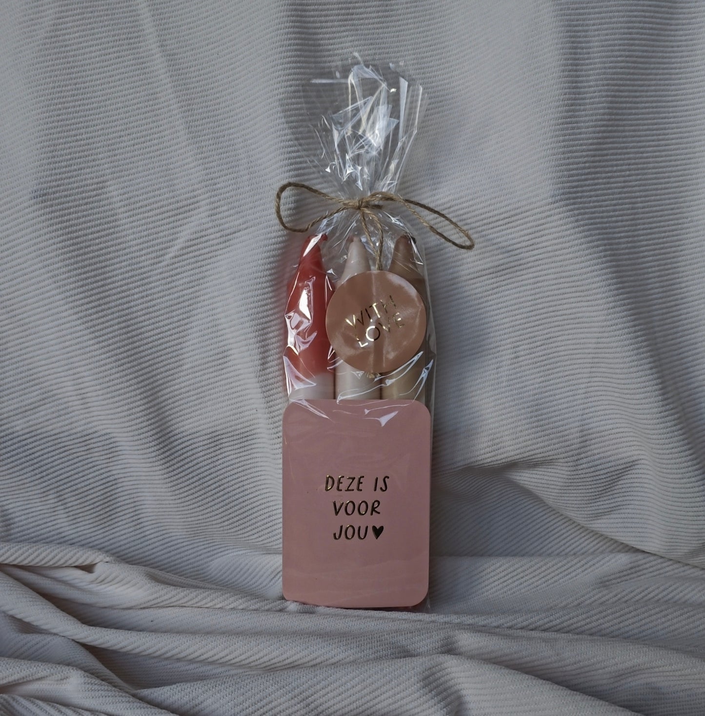 Giftset Dinerkaarsen met Kaartje