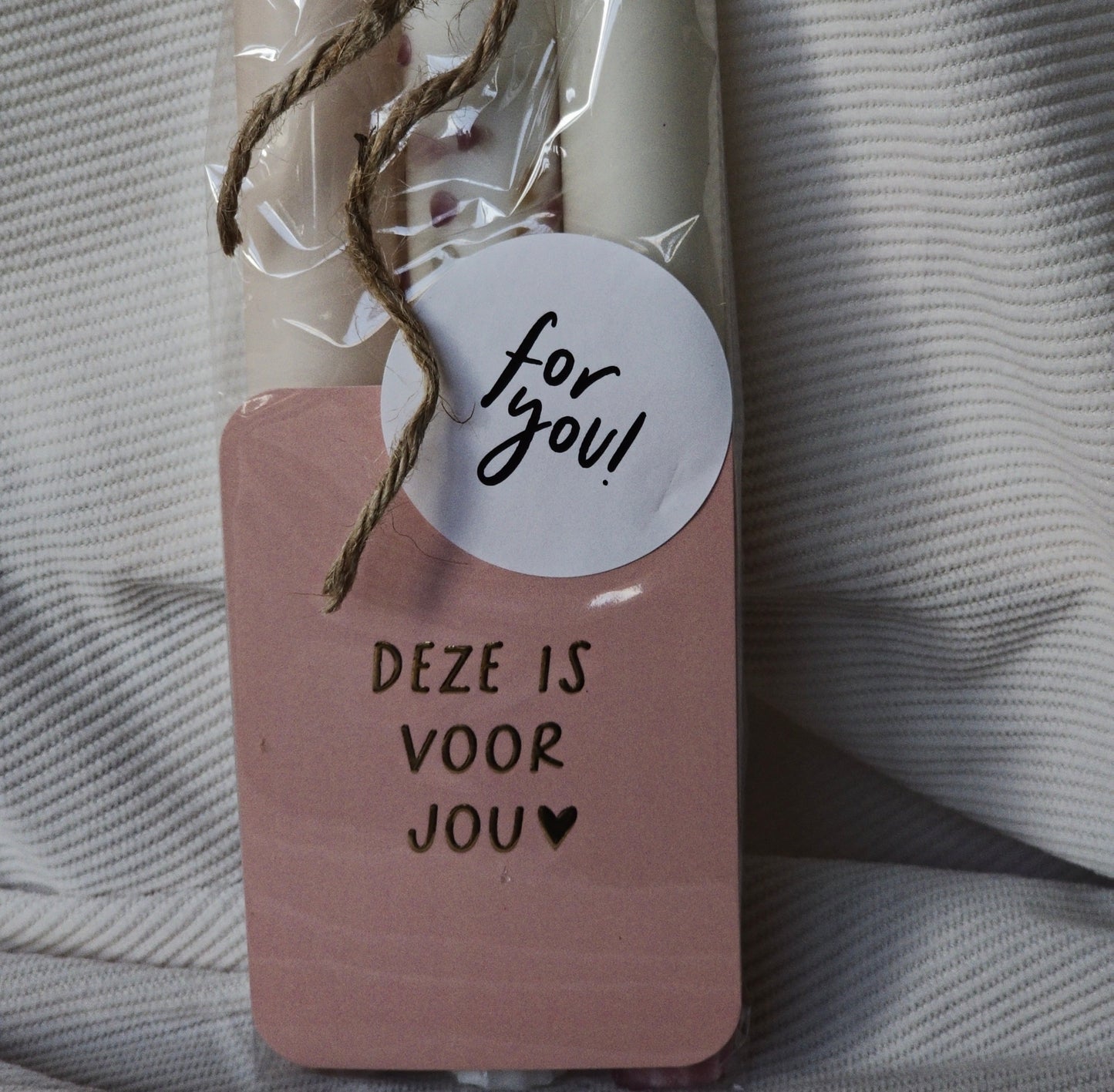 Giftset Dinerkaarsen met Kaartje