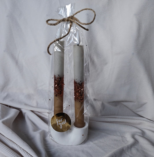 Giftset LED Dinerkaarsen met 3D Standaard