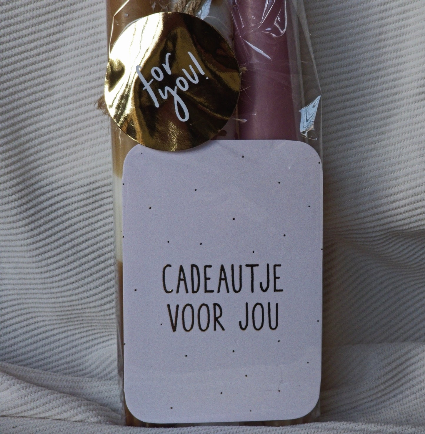 Giftset Dinerkaarsen met Kaartje