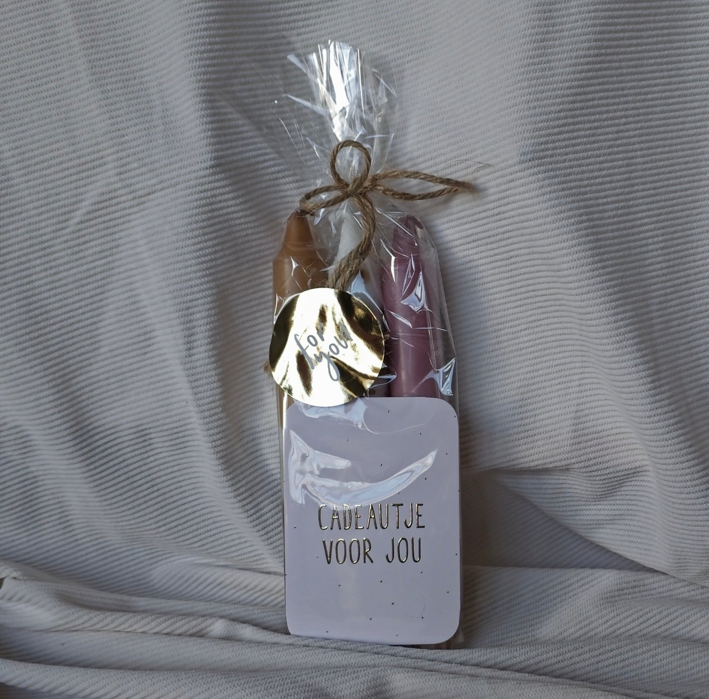 Giftset Dinerkaarsen met Kaartje